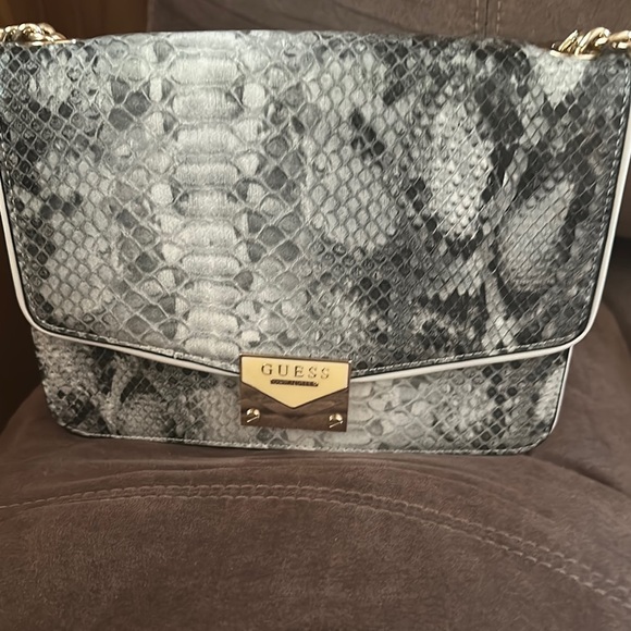 Guess Handbags - GUESS Black and Gray Snake Print Women's Bag